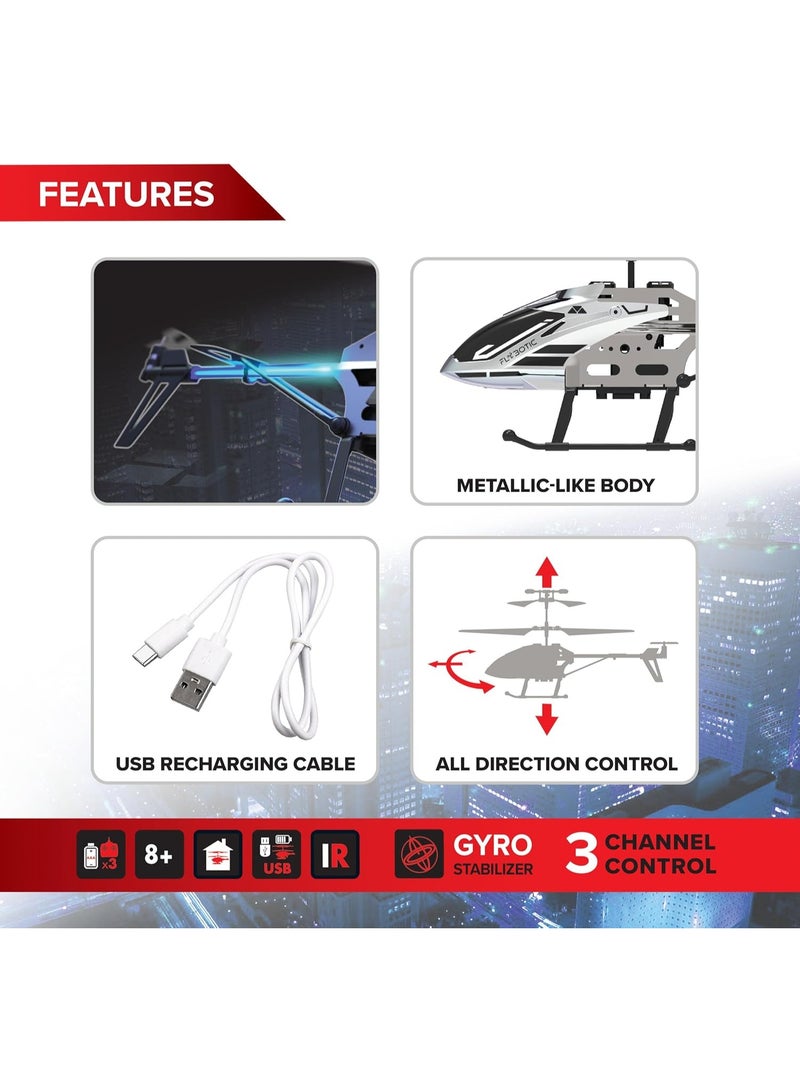 Silverlit طائرة درون سيلفرليت سكاي أورورا للأطفال من 8 سنوات فما فوق مع جهاز تحكم عن بعد 3 قنوات بالأشعة تحت الحمراء، مثبت جيروسكوب، أضواء خلفية LED؛ طائرة درون قابلة لإعادة الشحن - Image 2